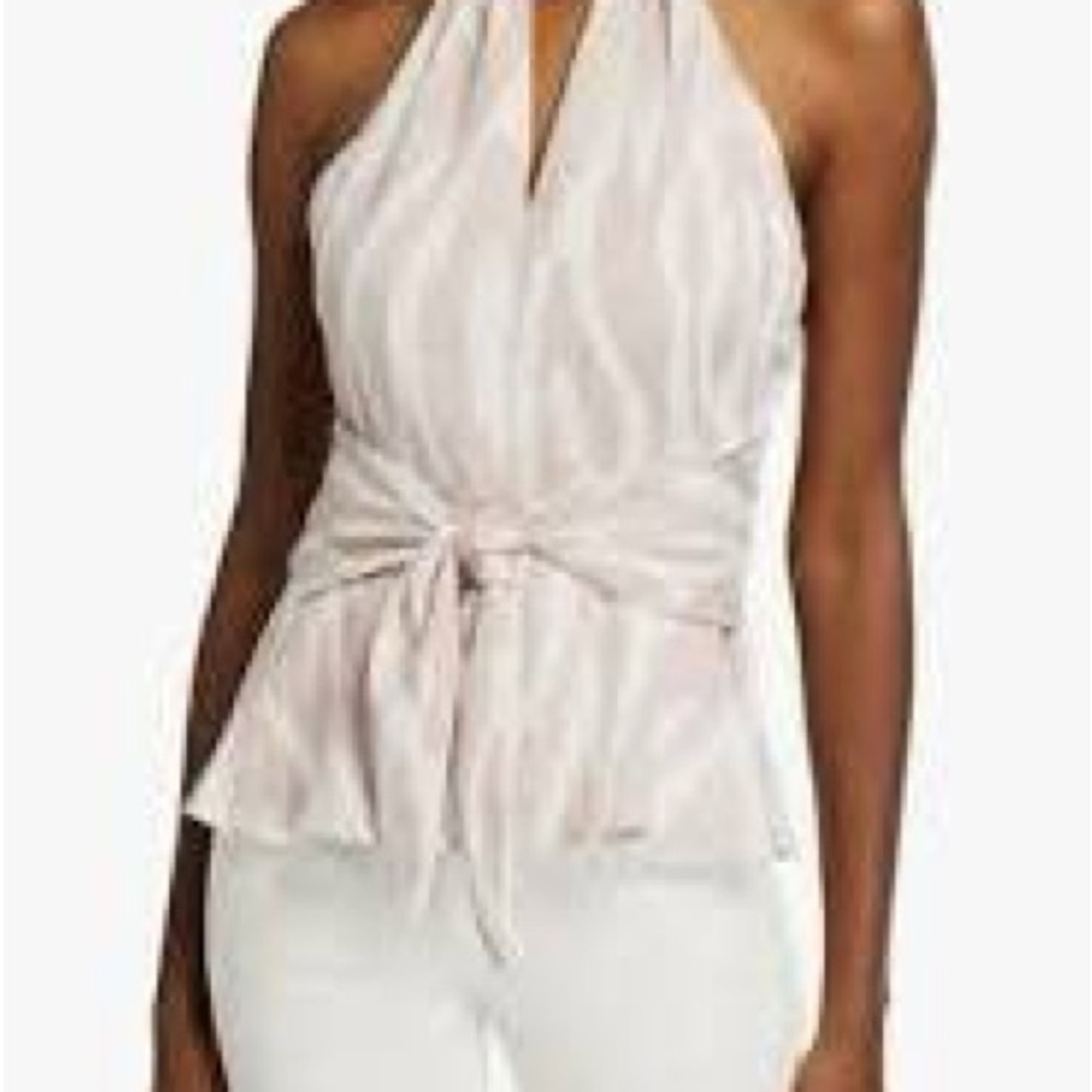 Parker Katsura Sleeveless Halter Top Soft Pink/White Zebra, Sz S, NWT